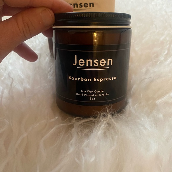 BNIB Scented Jensen Bourbon espresso lux scented big 8 ounce Wax Candle!! - Picture 2 of 4